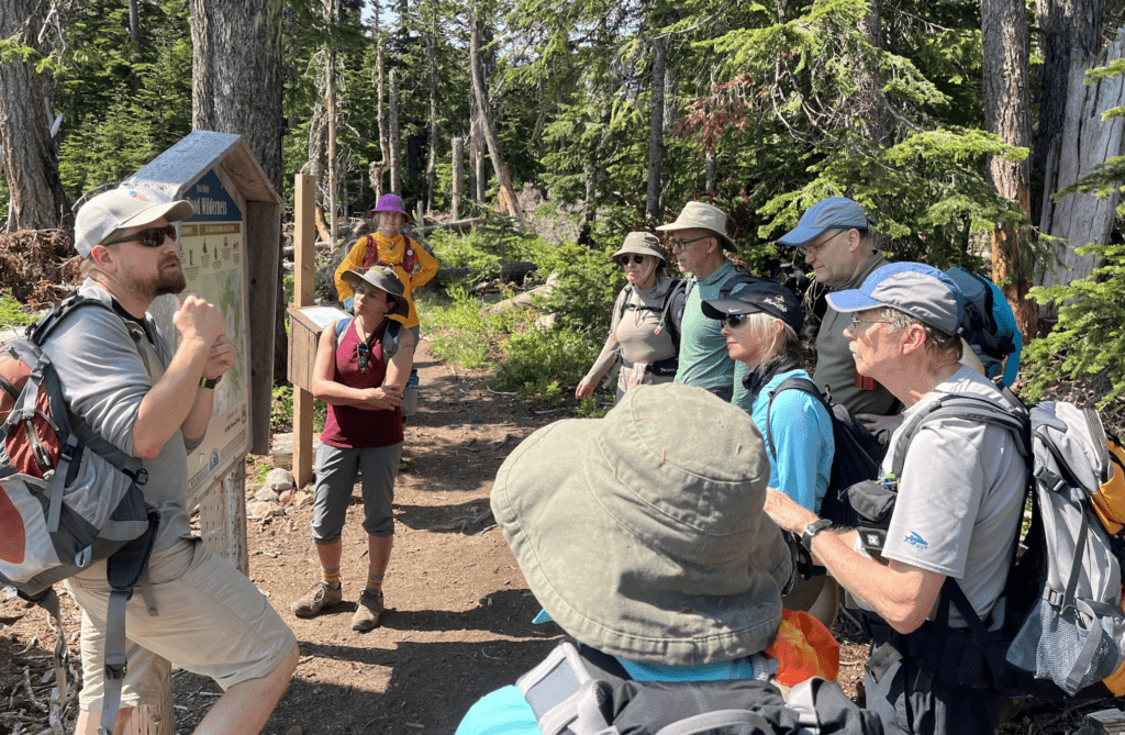 Jonathan Jelen leading Oregon Wild members on a hike